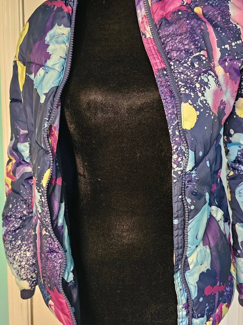 Justice Colorful Abstract Print Puffer Jacket - Multicolor Size M